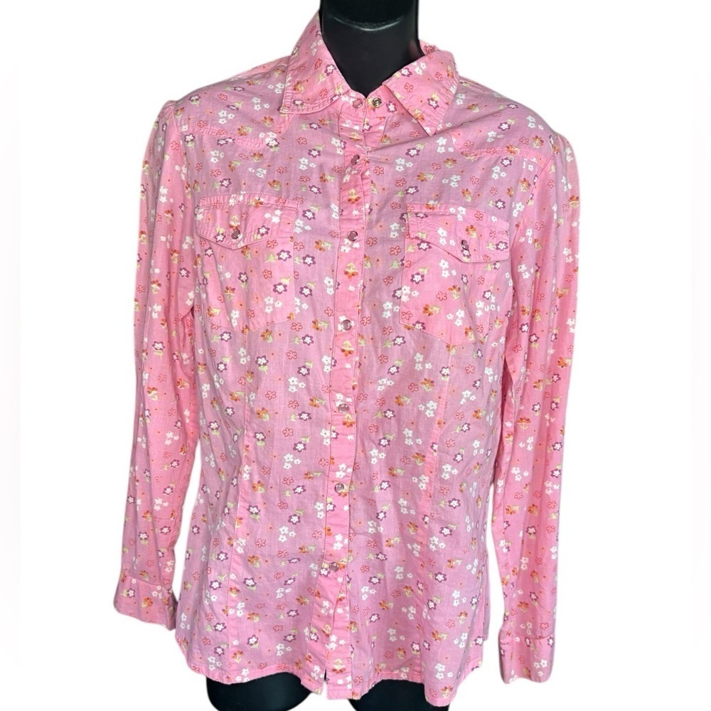Antilia Femme women’s western 100% cotton floral long sleeve shirt sz M preloved - Picture 1 of 6